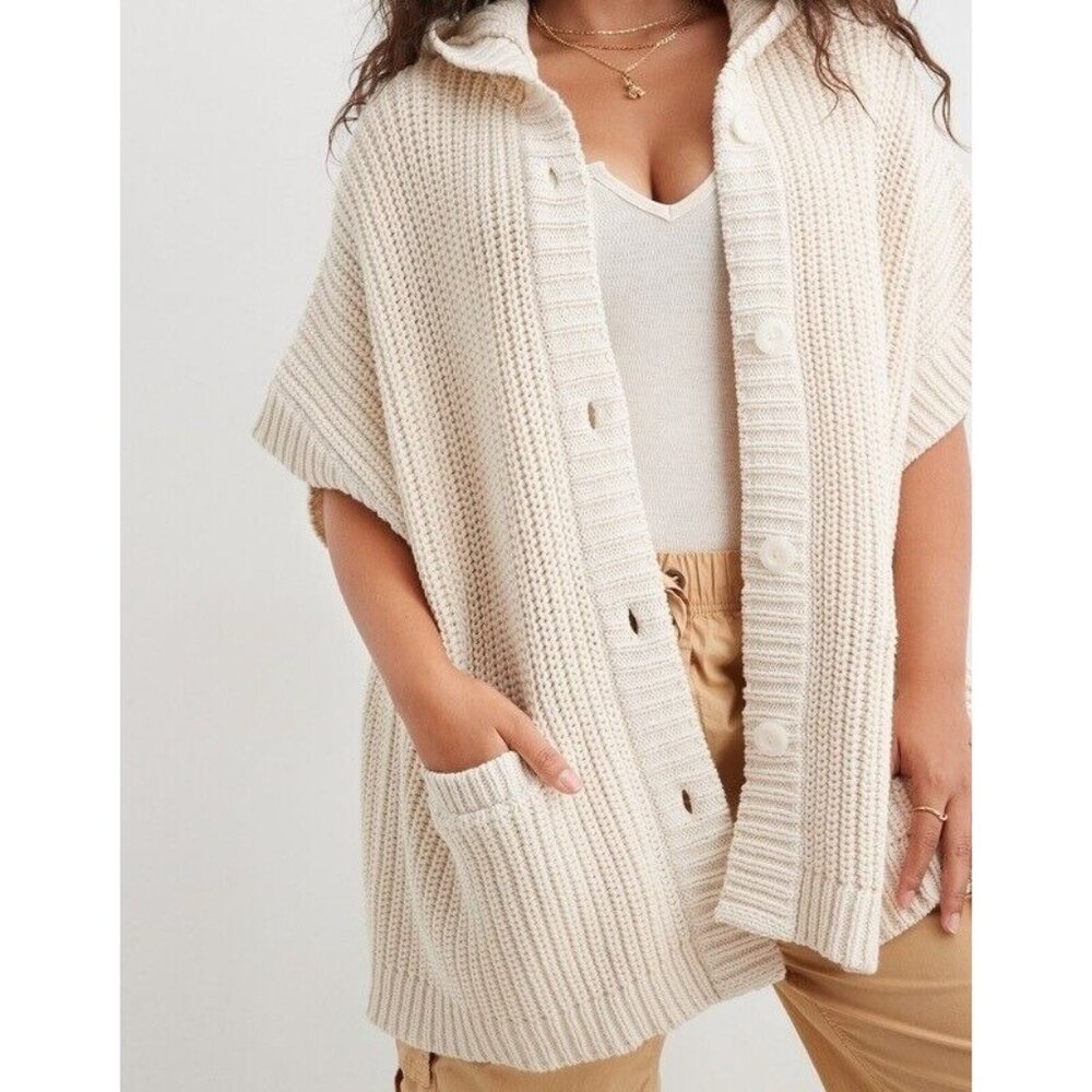 NWT Aerie Hooded Ribbed Cape Cardigan
